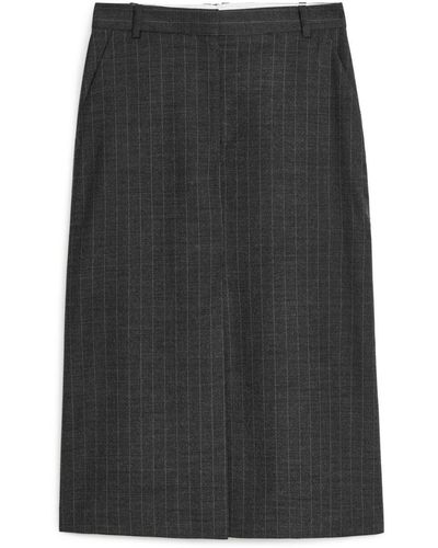 ARKET Pinstripe Wool Blend Pencil Skirt - Black