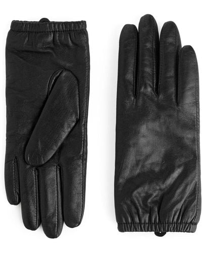 ARKET Lined Leather Gloves - Black