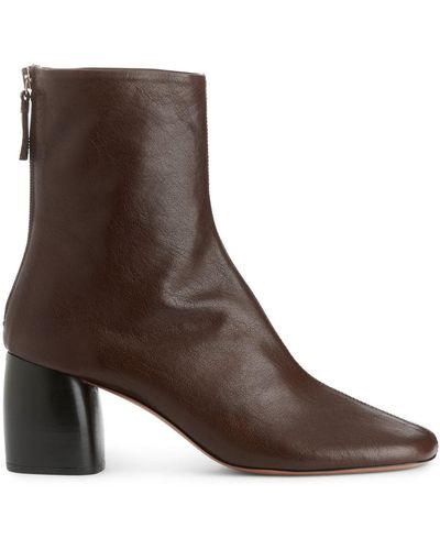 ARKET Leather Sock Boots - Brown