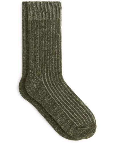 ARKET Wool Blend Rib Socks - Green