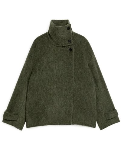 ARKET Flauschige Jacke Aus Wollmischung - Grün