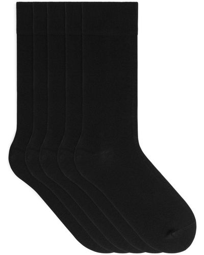 ARKET Supima Cotton Plain Socks 5 Pairs - Black