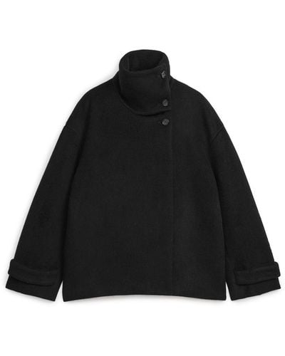 ARKET Flauschige Jacke Aus Wollmischung - Schwarz