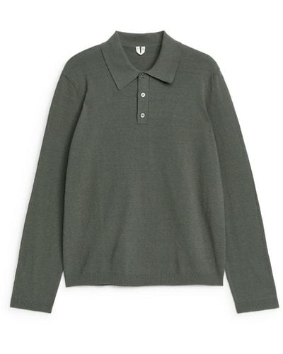 ARKET Knitted Polo Shirt - Green