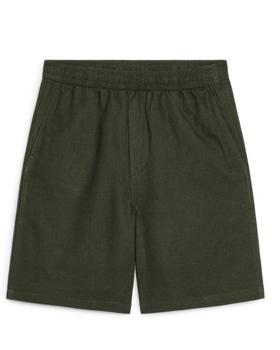 ARKET Cotton-linen Drawstring Shorts - Green