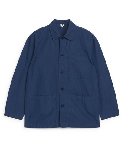 ARKET Cotton Linen Overshirt - Blue