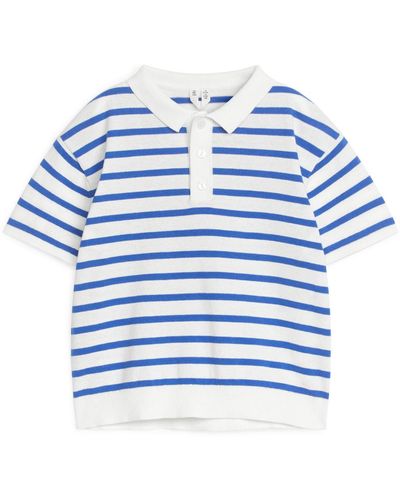 ARKET Fine-knit Polo Shirt - Blue