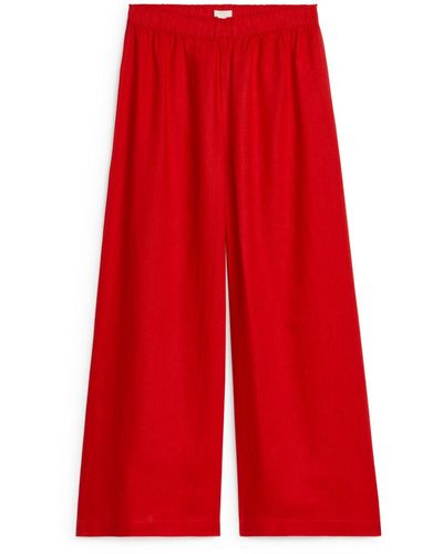 ARKET Wide Linen Trousers - Red