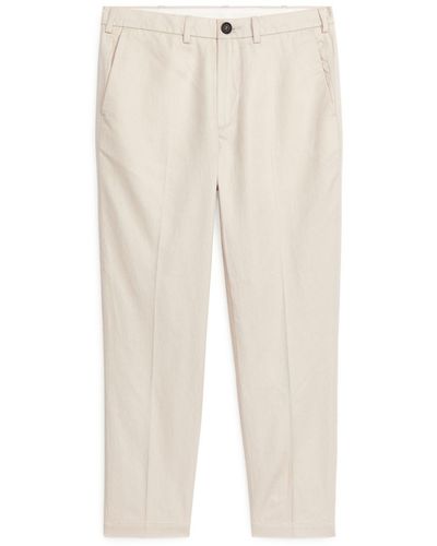 ARKET Regular Cropped Cotton-linen Trousers - White