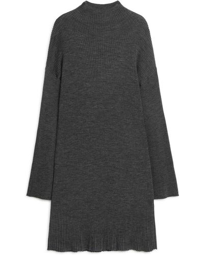 ARKET Ribbed Merino Dress - Grey