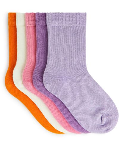 ARKET Cotton Socks Set Of 5 - Purple