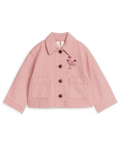 ARKET Cropped Denim Jacket - Pink