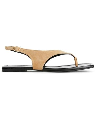ARKET Suede Thong Sandals - White