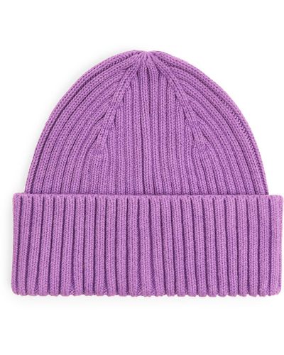 ARKET Rib Knit Beanie - Purple