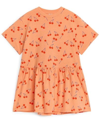 ARKET Jersey Frill Dress - Orange