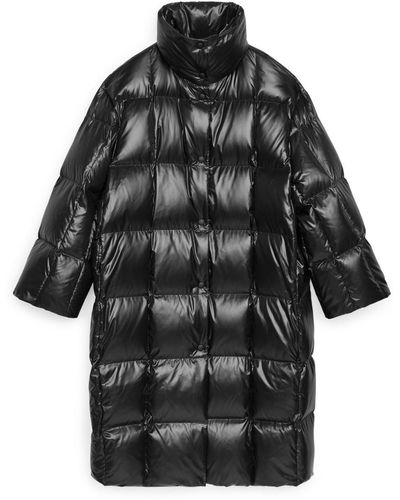 ARKET Shiny Down Puffer Coat - Black