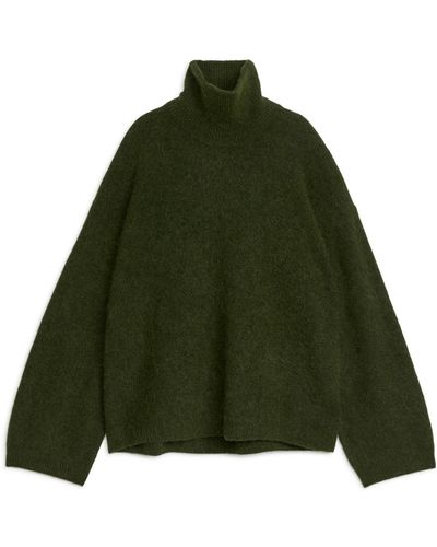 ARKET Wool-alpaca Roll-neck Jumper - Green