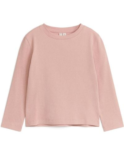 ARKET Ribbed Long-sleeve T-shirt - Pink