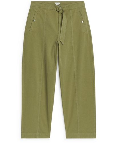 ARKET Relaxed Belted Trousers - Green