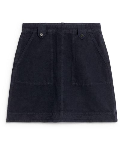 ARKET Linen-cotton Skirt - Blue