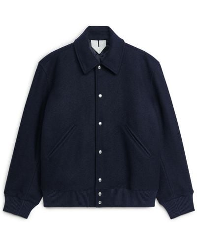 ARKET Wool Varsity Jacket - Blue