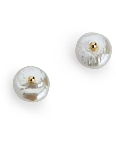 ARKET Freshwater Pearl Stud Earrings - White