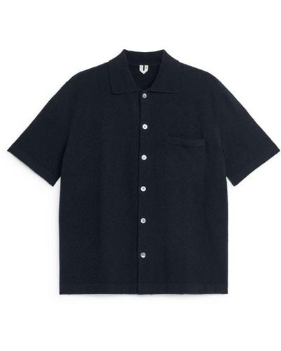 ARKET Button-up Polo Shirt - Blue