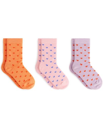 ARKET Cotton Socks Set Of 3 - Pink
