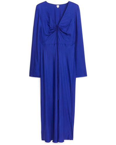 ARKET Drawstring Detailed Midi Dress - Blue