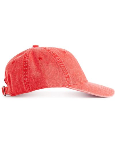 ARKET Washed Cotton Cap - Red