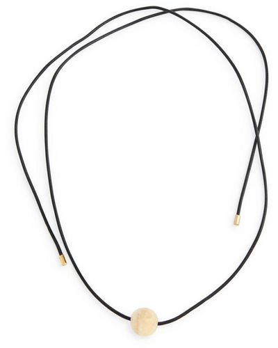 ARKET Stone-pendant Cord Necklace - Metallic