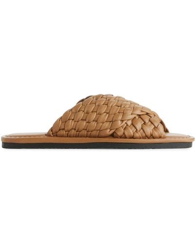ARKET Woven Leather Slides - Brown