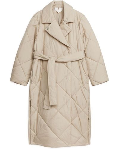 ARKET Quilted Wrap Coat - Natural