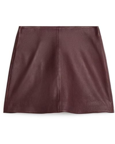 ARKET Mini Leather Skirt - Purple