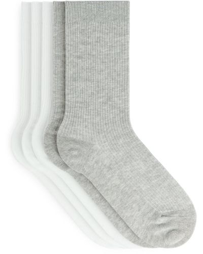 ARKET Cotton Rib Socks Set Of 5 - Grey