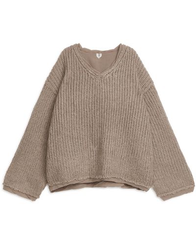 ARKET Loose-knit Wool-mohair Jumper - Natural
