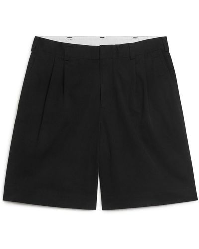 ARKET Wide-leg Cotton Shorts - Black