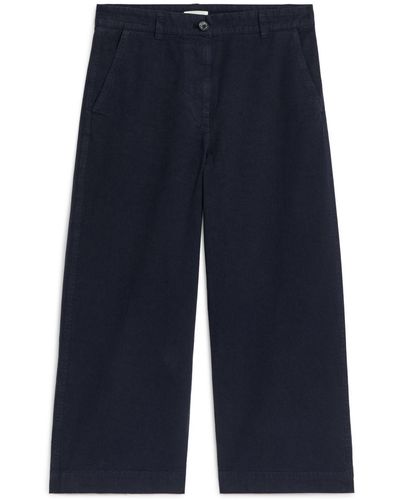 ARKET Cropped Cotton Linen Chinos - Blue