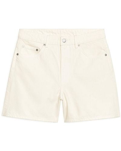 ARKET High Waist Non-stretch Denim Shorts - White