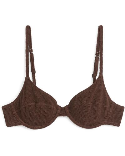 ARKET Crinkle Wired Bikini Top - Brown