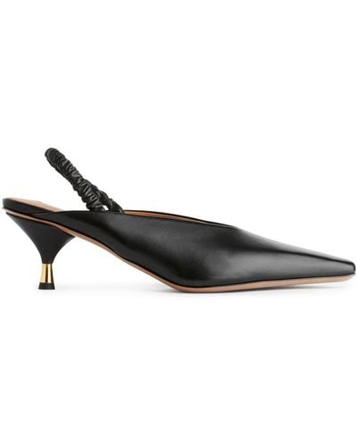 ARKET Slingback Leather Court Shoes - Black