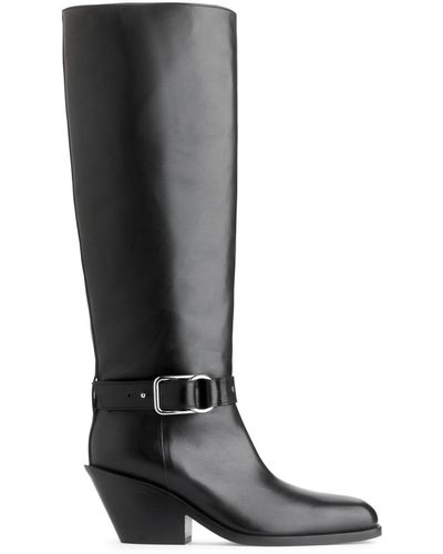 ARKET Knee-high Leather Boots - Black