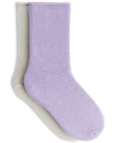 ARKET Glittery Socks, 2 Pairs - Purple