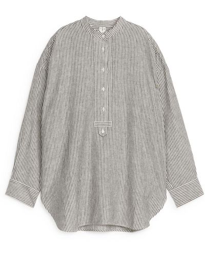 ARKET Pop-over Linen Shirt - Grey