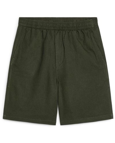 ARKET Baumwoll-Leinen-Shorts Mit Schnürung - Grün