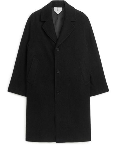 ARKET Single-breasted Wool-blend Coat - Black