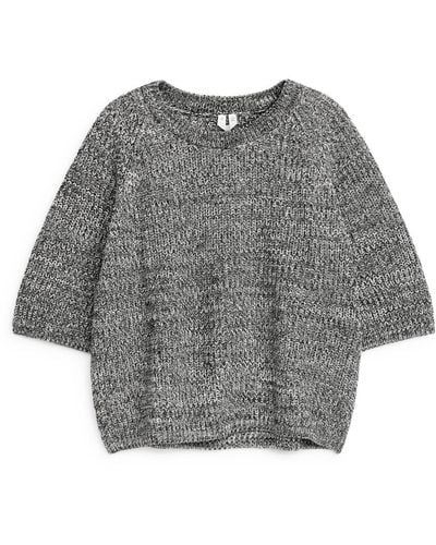 ARKET Rib-knit Short-sleeve Top - Grey