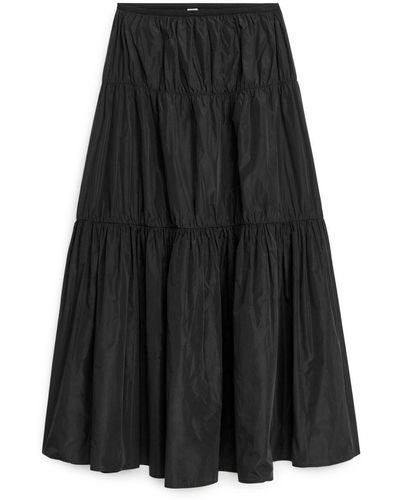 ARKET Tiered Maxi Skirt - Black