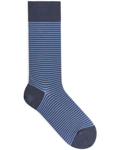 ARKET Mercerised Cotton Socks - Blue