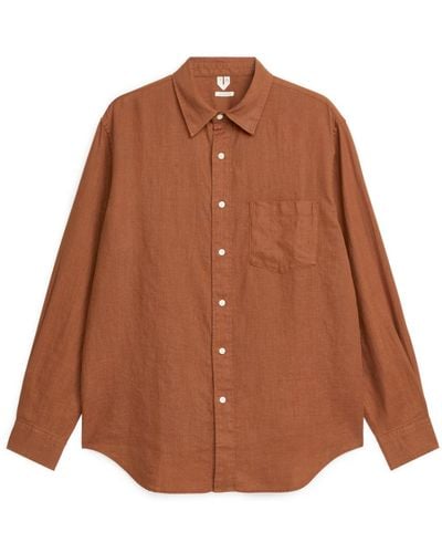ARKET Relaxed-fit Linen Shirt - Brown